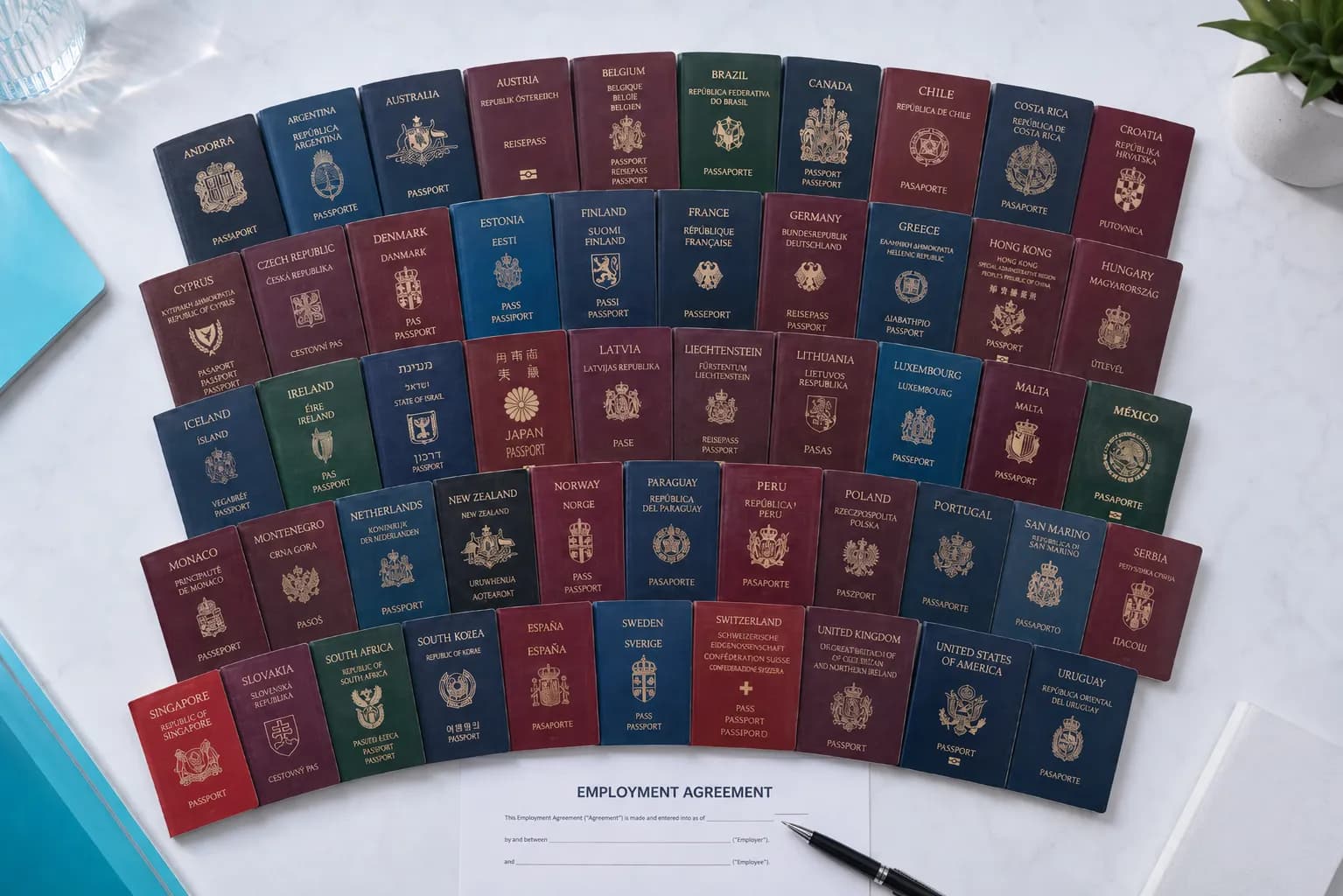 Friendly Nations applicant family reviewing premium job agreement, company maintenance, work permit, permanent residence and cédula coordination documents with CitizenResident support.